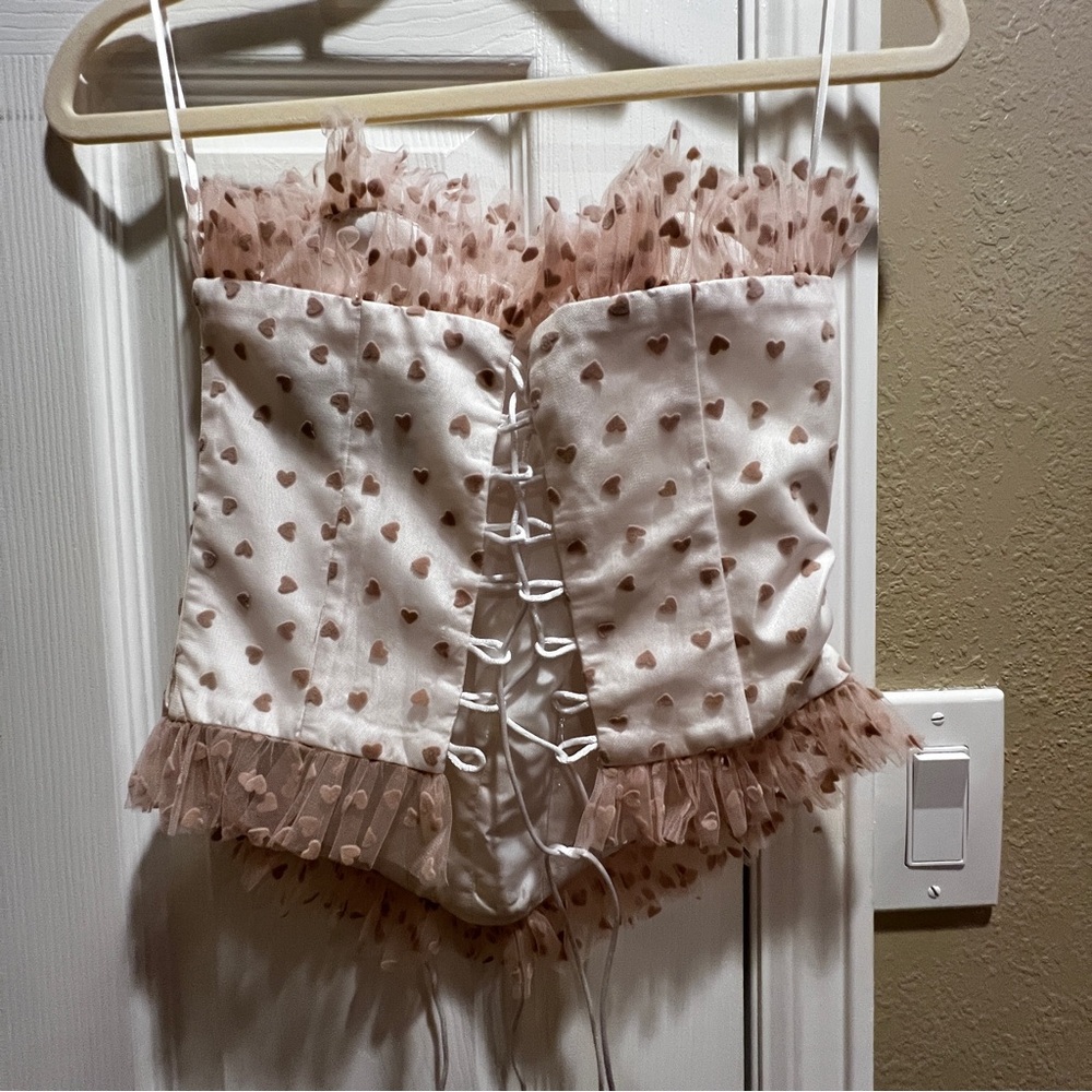 Elegant Lace-Up Corset Top - Pink - Picture 4 of 4